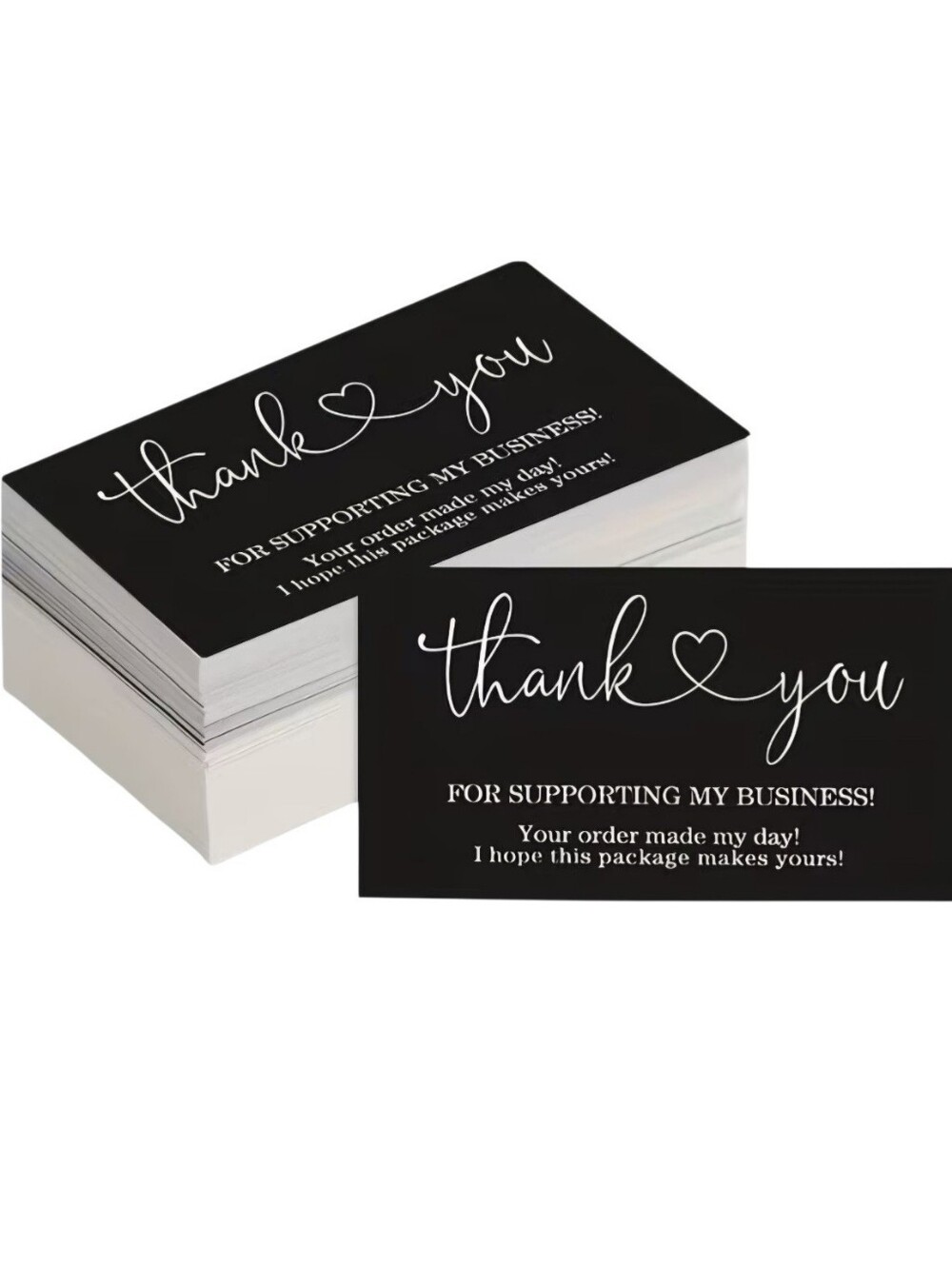 NEW 50-Pc Black Thank You For Supporting My Business Cards